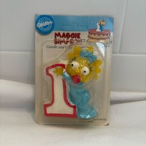 Vintage 1990 Wilton “1” Maggie Simpson Candle Cake Topper